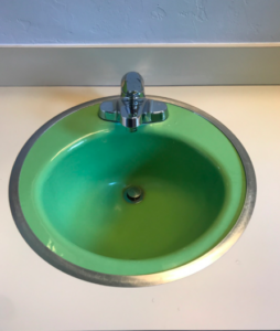 green bathroom sink